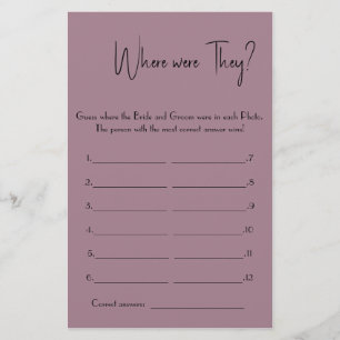 Where were They? Shower Game Card Flyer