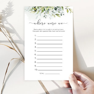 Where were we bridal shower game