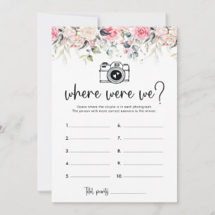 Where Were We Bridal Shower Game Card