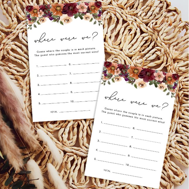 Where Were We Fall Floral Bridal Shower Game (Creator Uploaded)