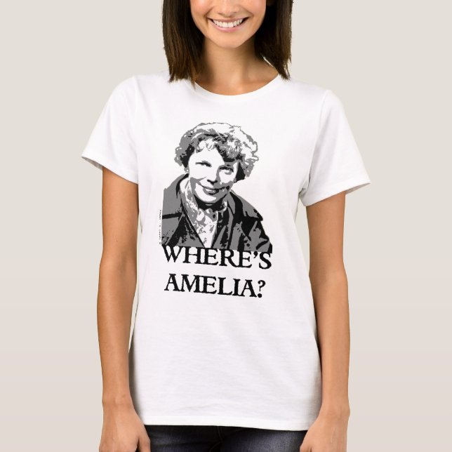 Where's Amelia Earhart Woman Aviation Spleeburgen T-Shirt (Front)