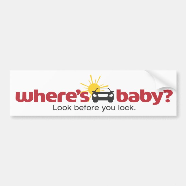 Where's Baby Look before you lock Safety Sticker (Front)