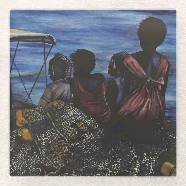 Where's Daddy? Harbour Island Glass Coaster (Front)