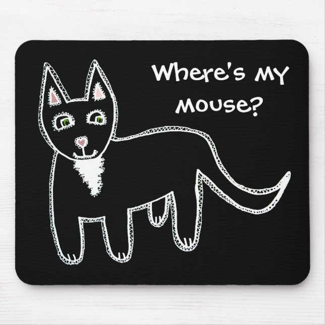 Where's my mouse? Black Cat Mouse Pad (Front)