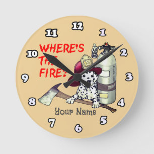 Wheres the Fire Firefighter Round Clock
