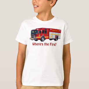 "Where's the Fire?" Red Fire Engine Fun T-Shirt