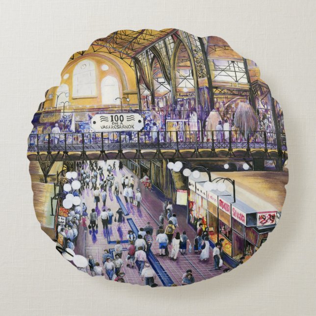 Where's the Women's Water Closet? Budapest Round Cushion (Front)