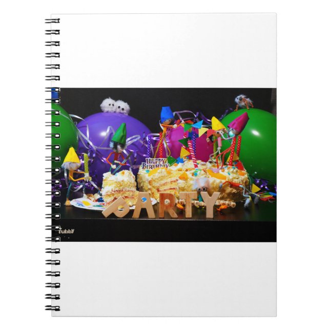 Where's Waldo style image of partying Fubby's at a Notebook (Front)