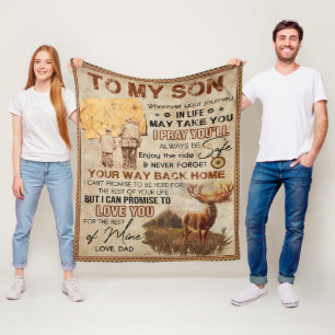 Wherever Your Journey In Life - Deer Dad To Son Fleece Blanket