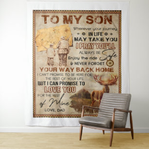 Wherever Your Journey In Life - Deer Dad To Son Tapestry
