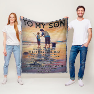 Wherever Your Journey In Life-Fishing Dad To Son Fleece Blanket