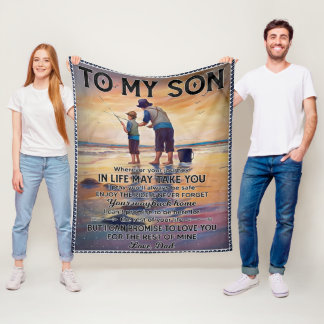 Wherever Your Journey In Life-Fishing Dad To Son Fleece Blanket