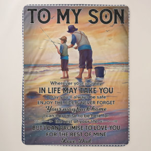 Wherever Your Journey In Life-Fishing Dad To Son Sherpa Blanket