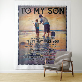 Wherever Your Journey In Life-Fishing Dad To Son  Tapestry