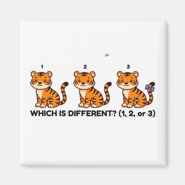 Which Is Different? Cute Tiger Animal World Game Magnet (Front)