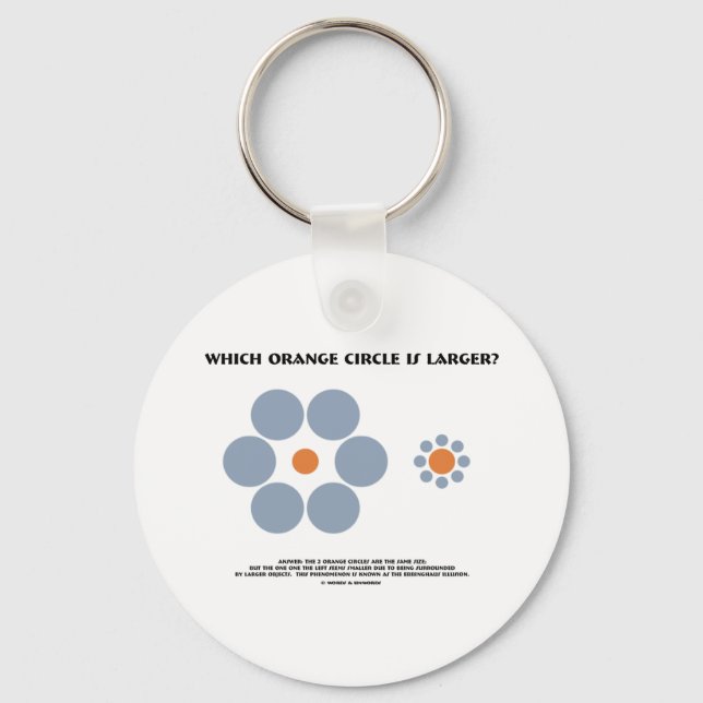 Which Orange Circle Is Larger? (Optical Illusion) Key Ring (Front)
