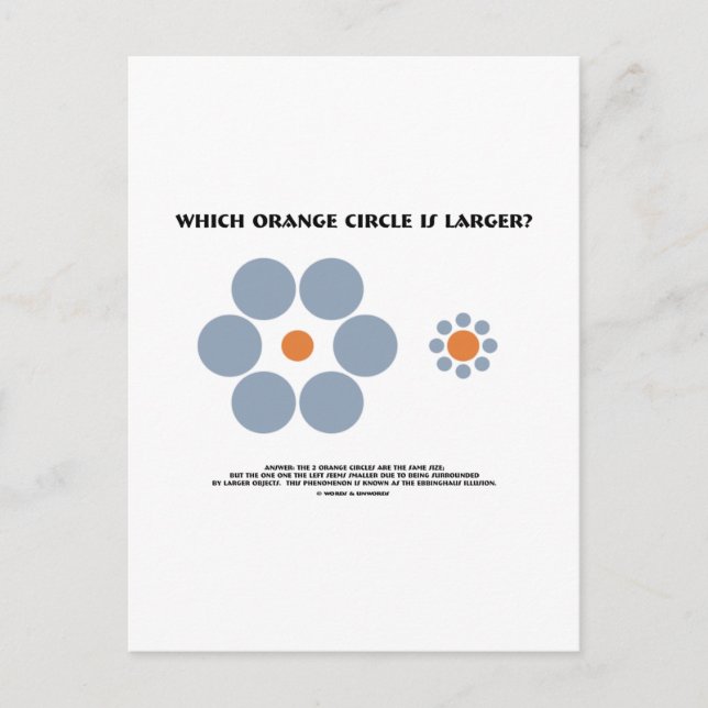 Which Orange Circle Is Larger? (Optical Illusion) Postcard (Front)
