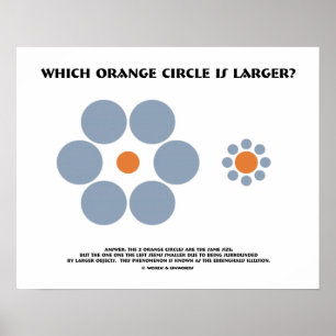 Which Orange Circle Is Larger? (Optical Illusion) Poster
