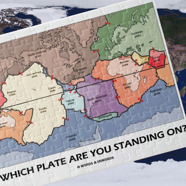 Which Plate Are You Standing On? (Plate Tectonics) Jigsaw Puzzle (Plate tectonics attitude is found on this query jigsaw puzzle featuring the world's tectonic plates!)