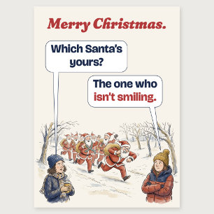 Which Santa's Yours Funny Running Christmas Card