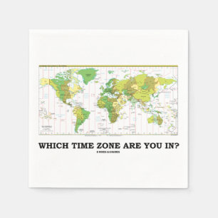 Which Time Zone Are You In? World Map Napkin