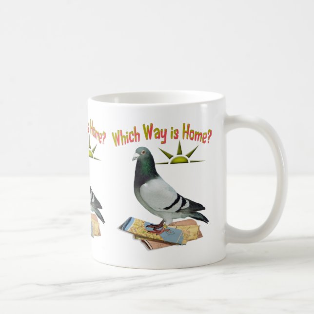 Which Way is Home? Pigeon Art Coffee Mug (Right)