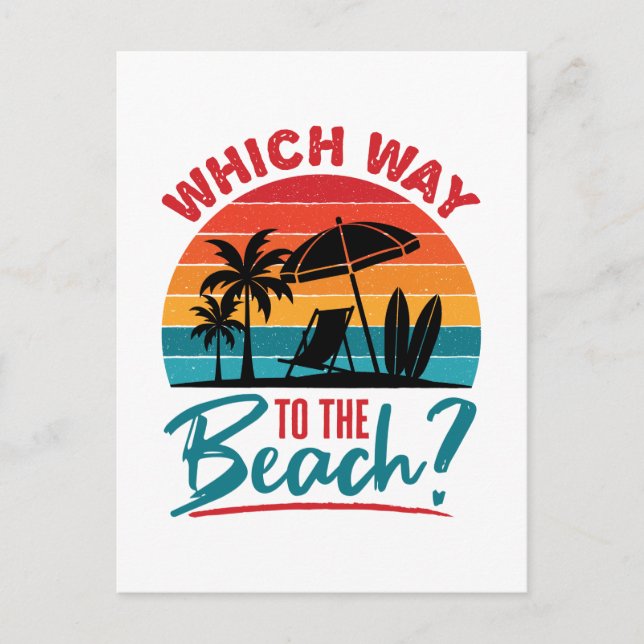 Which Way to the Beach Cute Summer Beach Lover Postcard (Front)