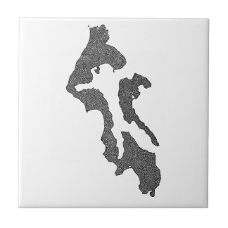 Whidbey Island Island County Map Design Ceramic Tile