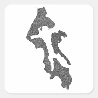 Whidbey Island Island County Map Design Square Sticker