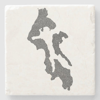 Whidbey Island Island County Map Design Stone Coaster