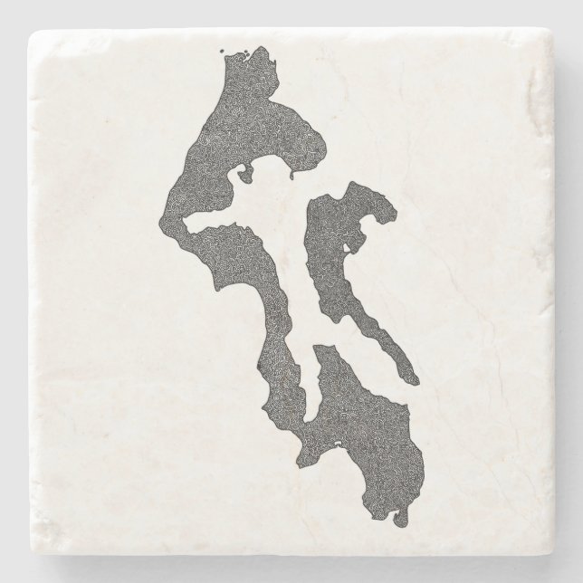 Whidbey Island Island County Map Design Stone Coaster (Front)