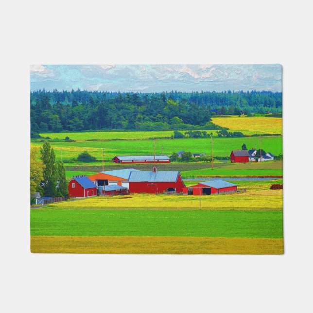 Whidbey Island Red Barn Doormat (Front)