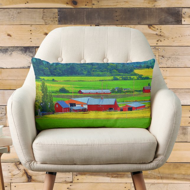 Whidbey Island Red Barn Lumbar Pillow (Creator Uploaded)