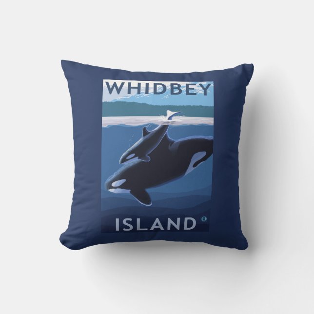 Whidbey Island, WashingtonOrca and Calf Cushion (Front)