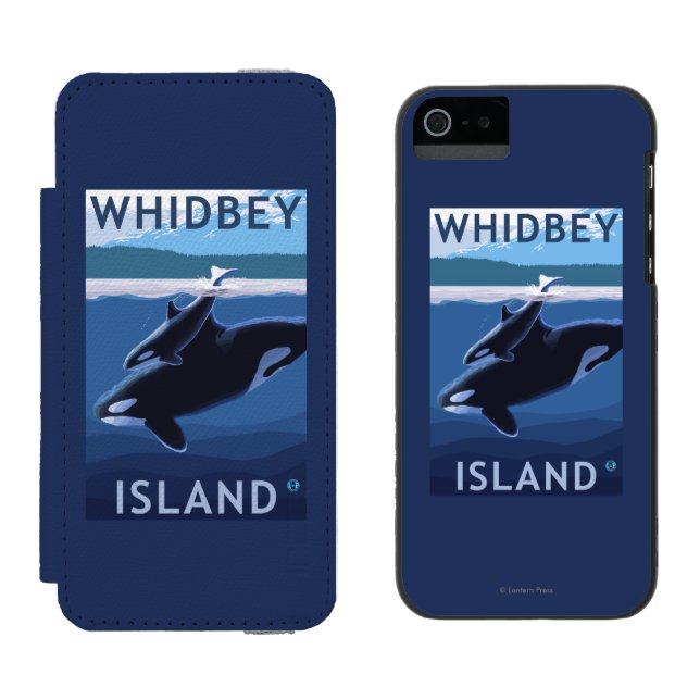Whidbey Island, WashingtonOrca and Calf Incipio iPhone Wallet Case (Side by Side)