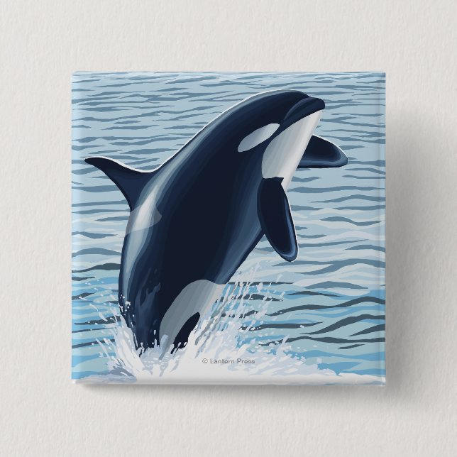 Whidbey Island, WashingtonOrca Jumping 15 Cm Square Badge (Front)