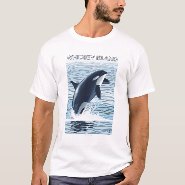 Whidbey Island, WashingtonOrca Jumping T-Shirt (Front)
