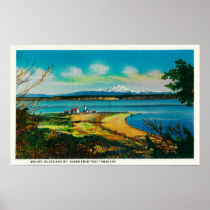 Whidby Island and Mt. Baker from Port Townsend Poster