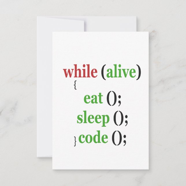 While Alive Eat Sleep Code Funny PRogrammer Gift Thank You Card (Front)