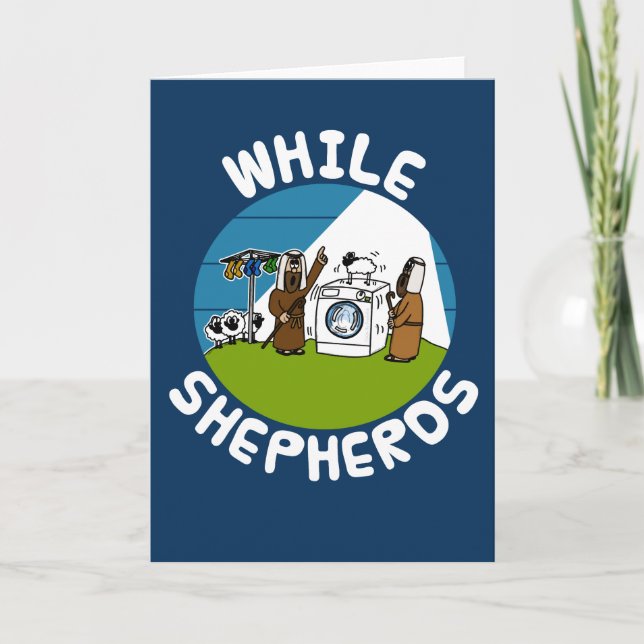 While Shepherds Funny Nativity Christmas Card (Front)