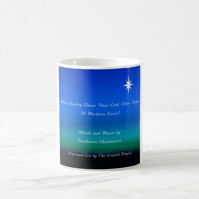 WHILE TENDING SHEEP THAT COLD, CLEAR NIGHT mug (Center)
