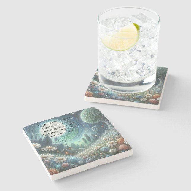 Whimical Night & Quote	 Stone Coaster (Side)