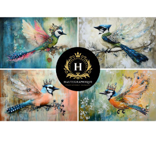 Whimiscal Birds Collage Decoupage Tissue Paper