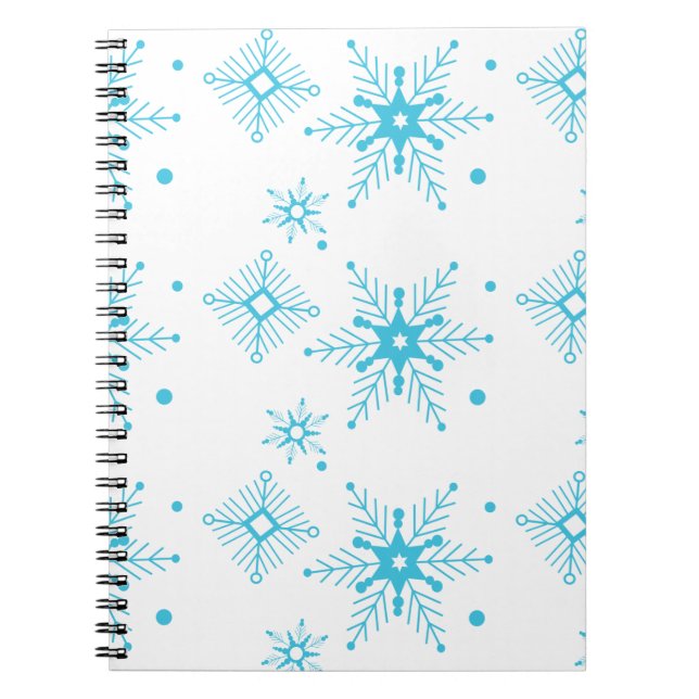 Whimiscal Christmas Blue Snowflakes Patterned Notebook (Front)