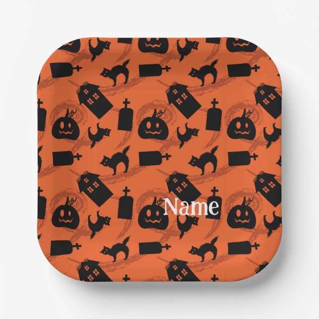 Whimiscal Halloween pattern Paper Plate (Front)