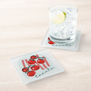 Whimiscal Italy Tomatoes Pattern Glass Coaster
