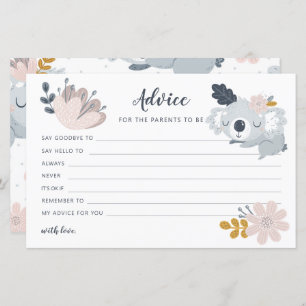Whimiscal Koala flowers Advice for parents to be