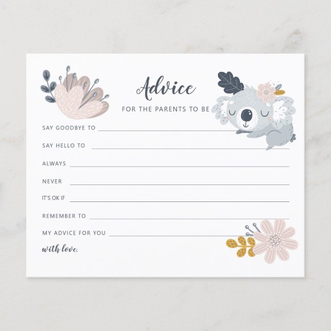 Whimiscal Koala flowers Advice for parents to be Flyer (Front)