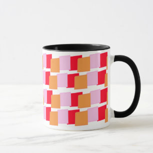 Whimiscal Squares Red Orange Pink  Mug