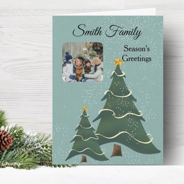 Whimiscal Tree Blue Green Photo Card (Creator Uploaded)